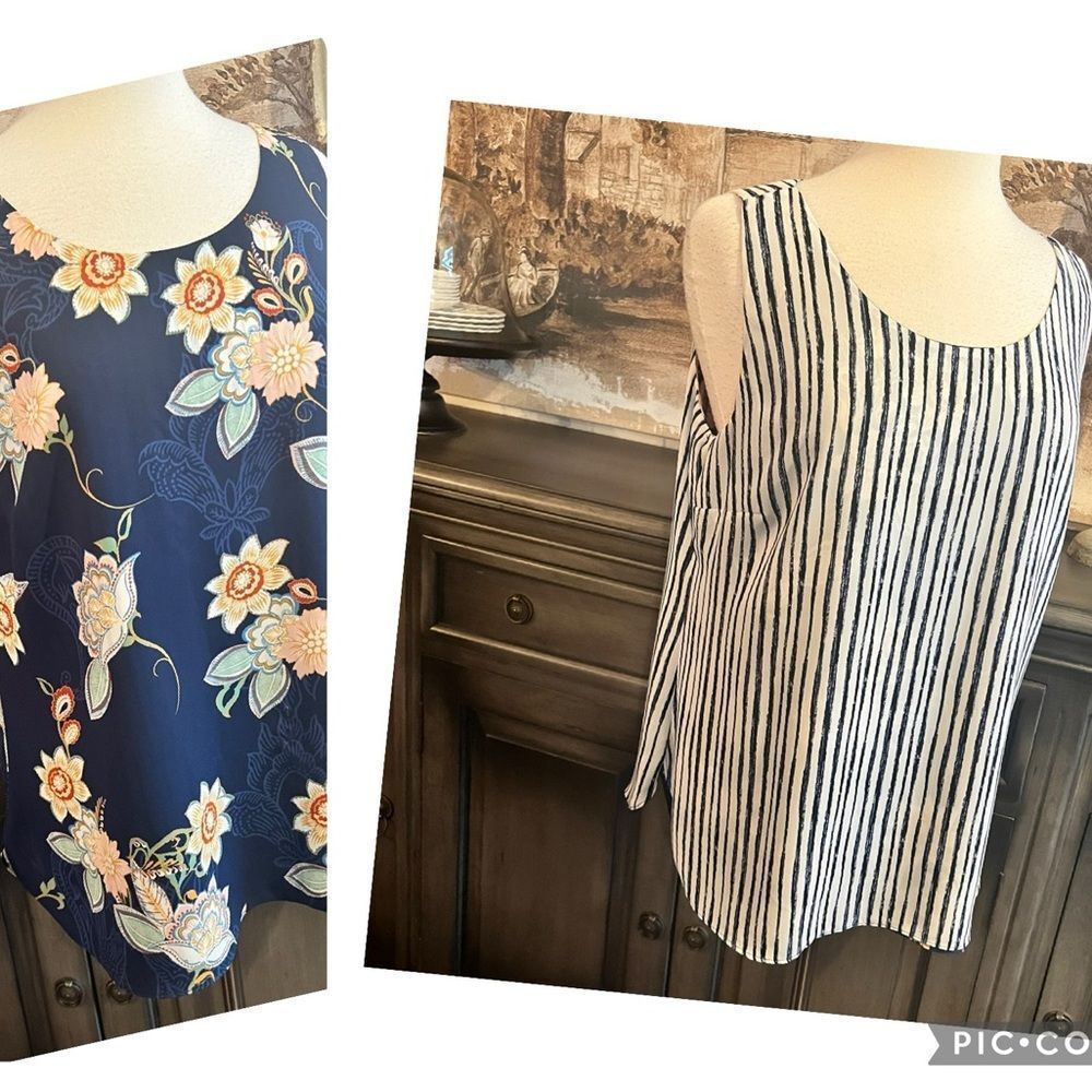 Reversible Floral and Striped Women's Tops size Lg